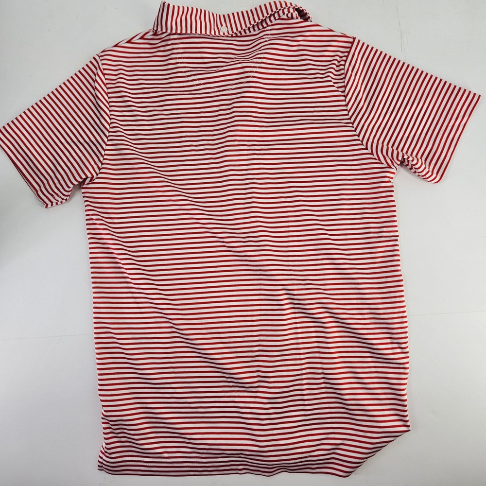 Garb Boys Red White Striped Polo Wicking Shirt Size Large 8-10 Golf Performance - Picture 9 of 9